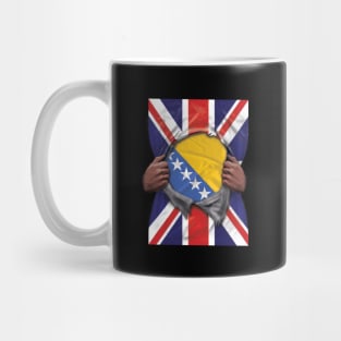 Bosnia & Herzegovina Flag Great Britain Flag Ripped - Gift for Bosnian Herzegovinian From Bosnia And Herzegovina Mug